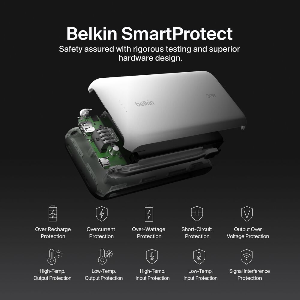 Power Bank 20K with Integrated Cable, White, hi-res