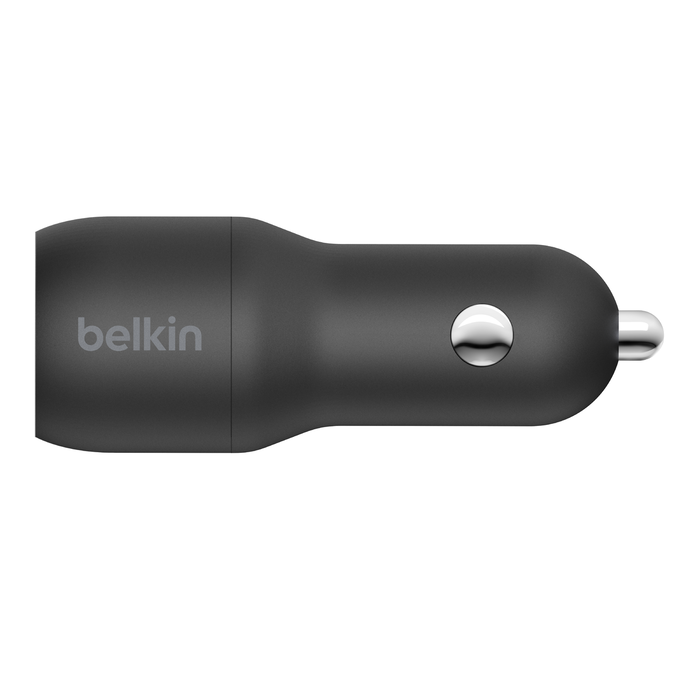 Dual USB-A Car Charger 24W, Black, hi-res