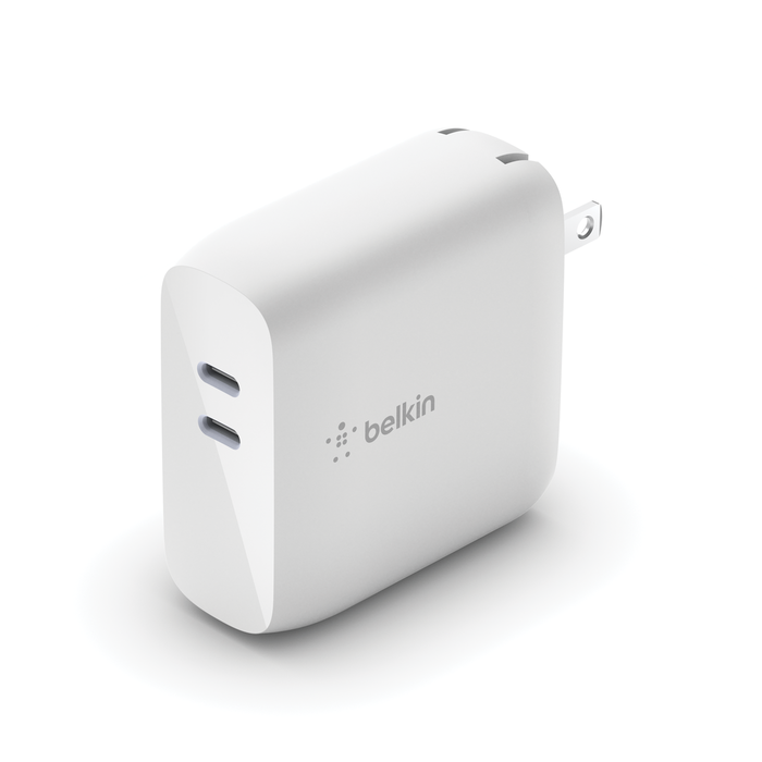 Dual USB-C PD GaN Wall Charger 68W, White, hi-res