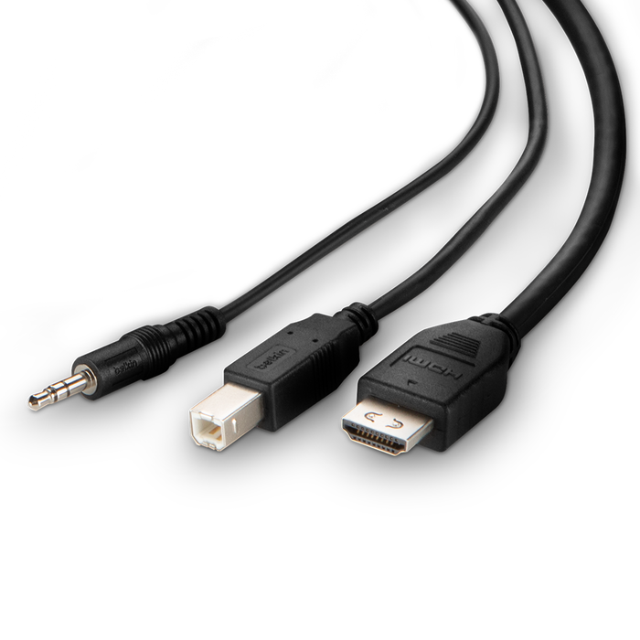 DVI to HDMI High Retention + USB A/B + Audio Passive Combo KVM Cable, Black, hi-res
