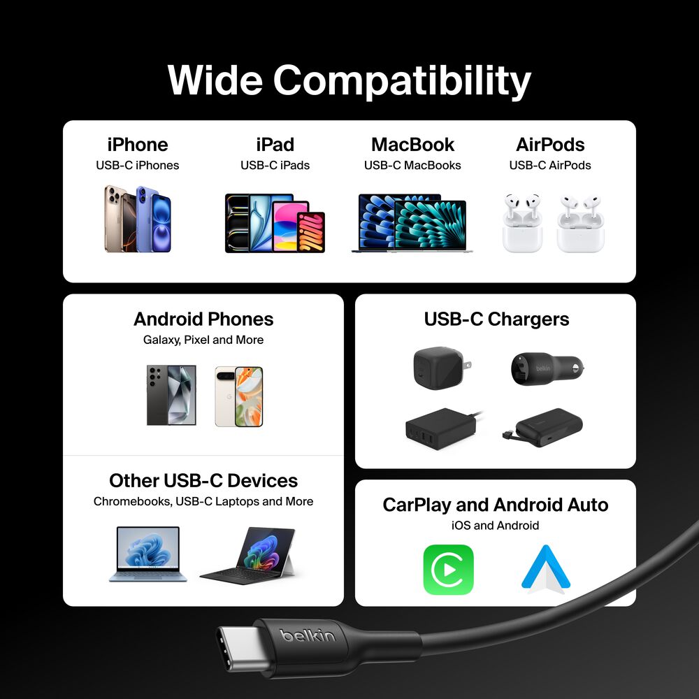 USB-C to USB-C Cable 60W, 3.3ft/1m, Black, Black, hi-res