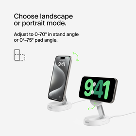 Convertible Magnetic Wireless Charging Stand with Qi2 15W, White, hi-res