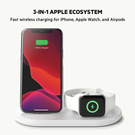 3-in-1 Wireless Charger for Apple Devices, White, hi-res
