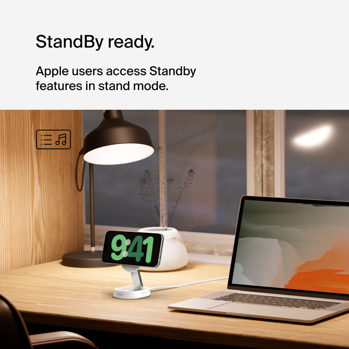 Convertible Magnetic Wireless Charging Stand with Qi2 15W, White, hi-res