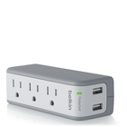 3-Outlet Mini Surge Protector with USB Ports (2.1 AMP), White, hi-res