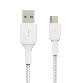 Câble tressé USB-C vers USB-A (1 m/3,3 pi, blanc), Blanc, hi-res
