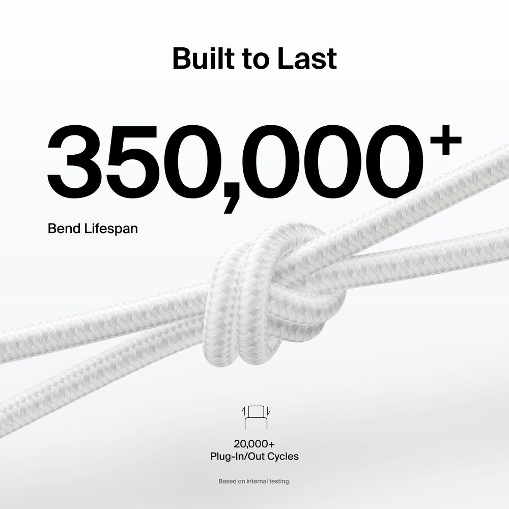 USB-C Braided Cable with Lightning Connector, 6.6ft/2m, White, White, hi-res