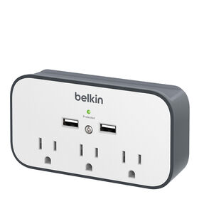 USB Wall Mount Surge Protector with Cradle, White/Gray, hi-res