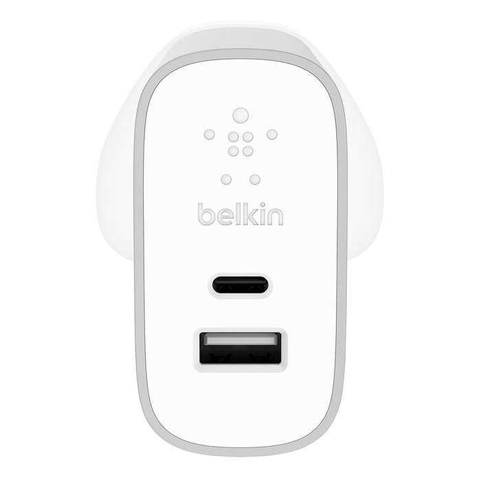 27W USB-C + USB-A Wall Charger, Silver, hi-res