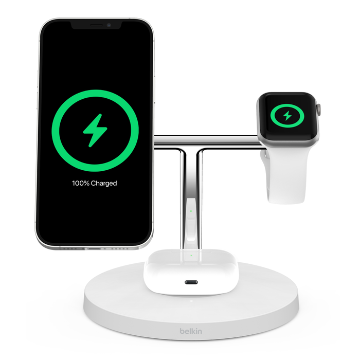 3-in-1 Wireless Charger with MagSafe 15W (Certified Refurbished)