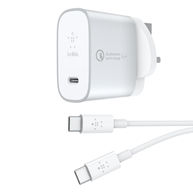 USB-C 家用充電器 + 線纜附 Quick Charge™ 4+, 银白, hi-res