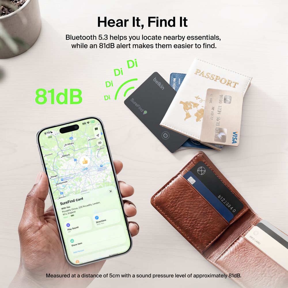 Bluetooth Tracker Card, Black, hi-res