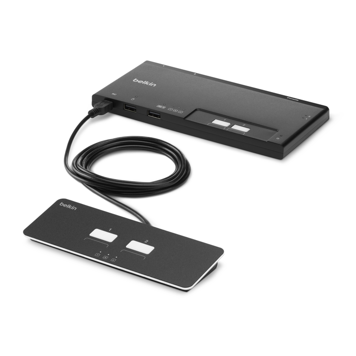 2-Port Dual Head Modular Secure KVM Switch Base Unit, PP4.0 W/ Remote, Negro, hi-res