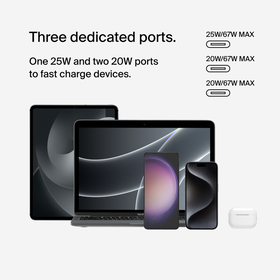 3 Port USB-C® Wall Charger with PPS 67W, , hi-res