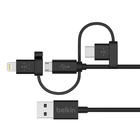 Universal Cable with Micro-USB, USB-C and Lightning Connectors, Black, hi-res