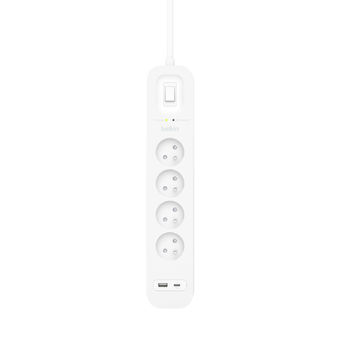 Belkin multiprise parafoudre 4 prises secteur avec 1 port USB-C et 1 port  USB-A - Prise parafoudre - Garantie 3 ans LDLC