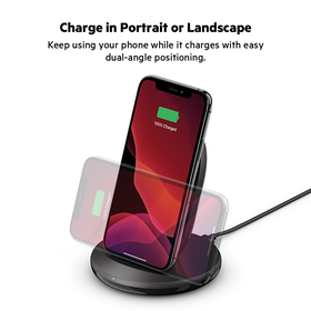 15W Wireless Charging Stand + QC 3.0 24W Wall Charger, Black, hi-res