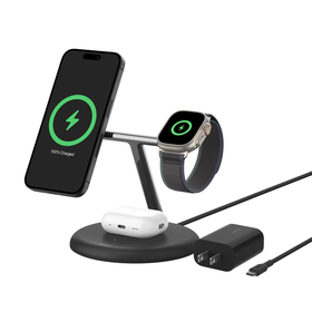 3-in-1 Magnetic Wireless Charging Stand with Qi2 15W, Black, hi-res
