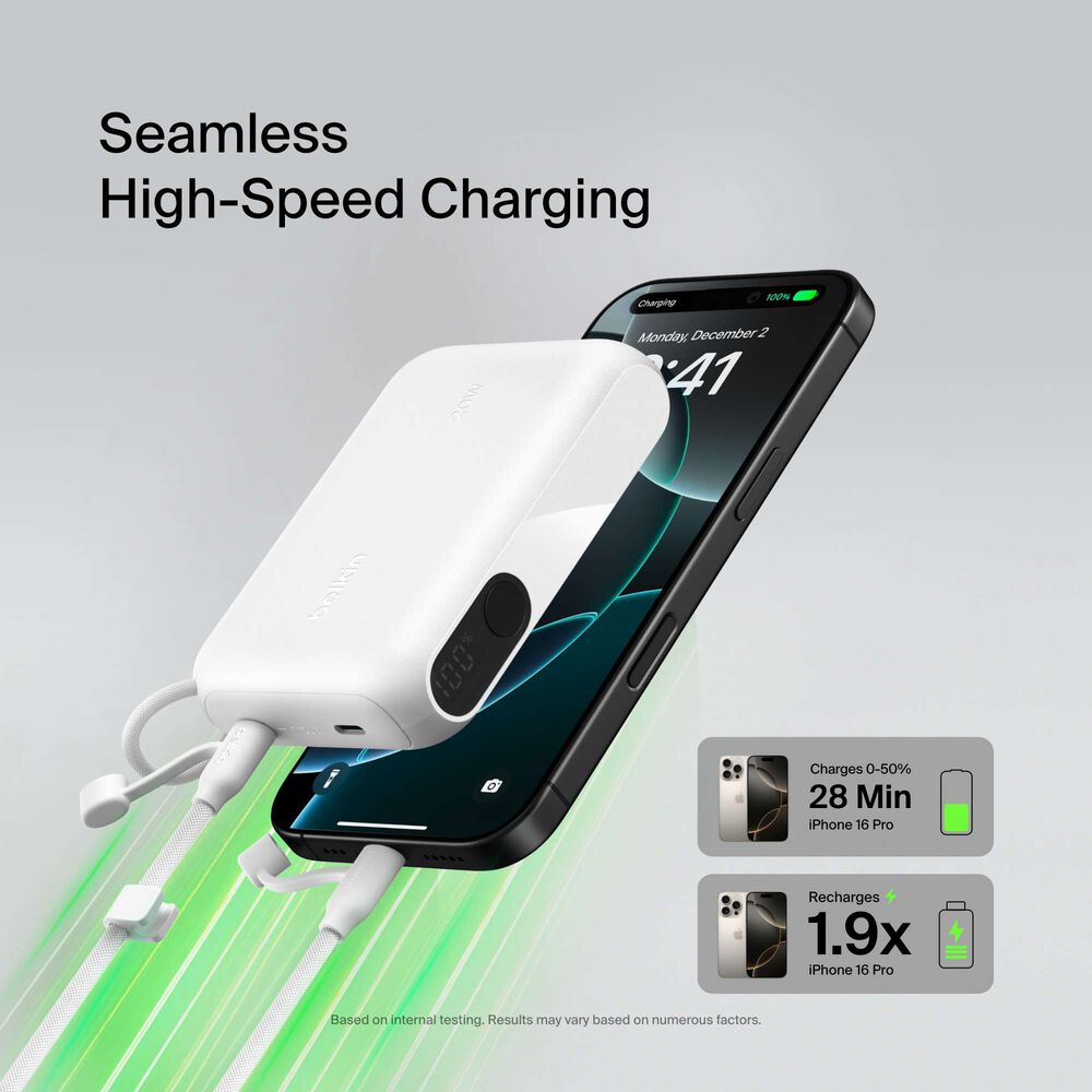 BoostCharge 10K Power Bank with Display, White | Belkin