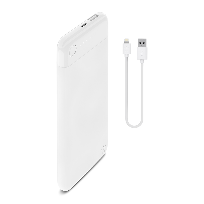 Power Bank 5K With Lightning Connector, White, hi-res