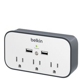 USB Wall Mount Surge Protector with Cradle, White/Gray, hi-res