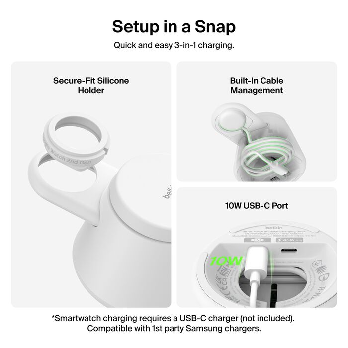 Modular Charging Dock with Qi2 25W, White, hi-res