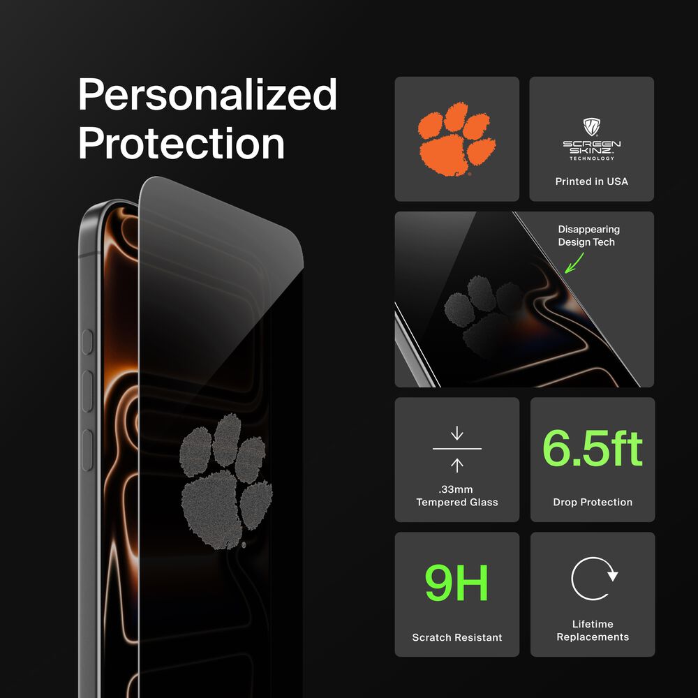 Clemson Tigers Custom Glass Screen Protector, , hi-res
