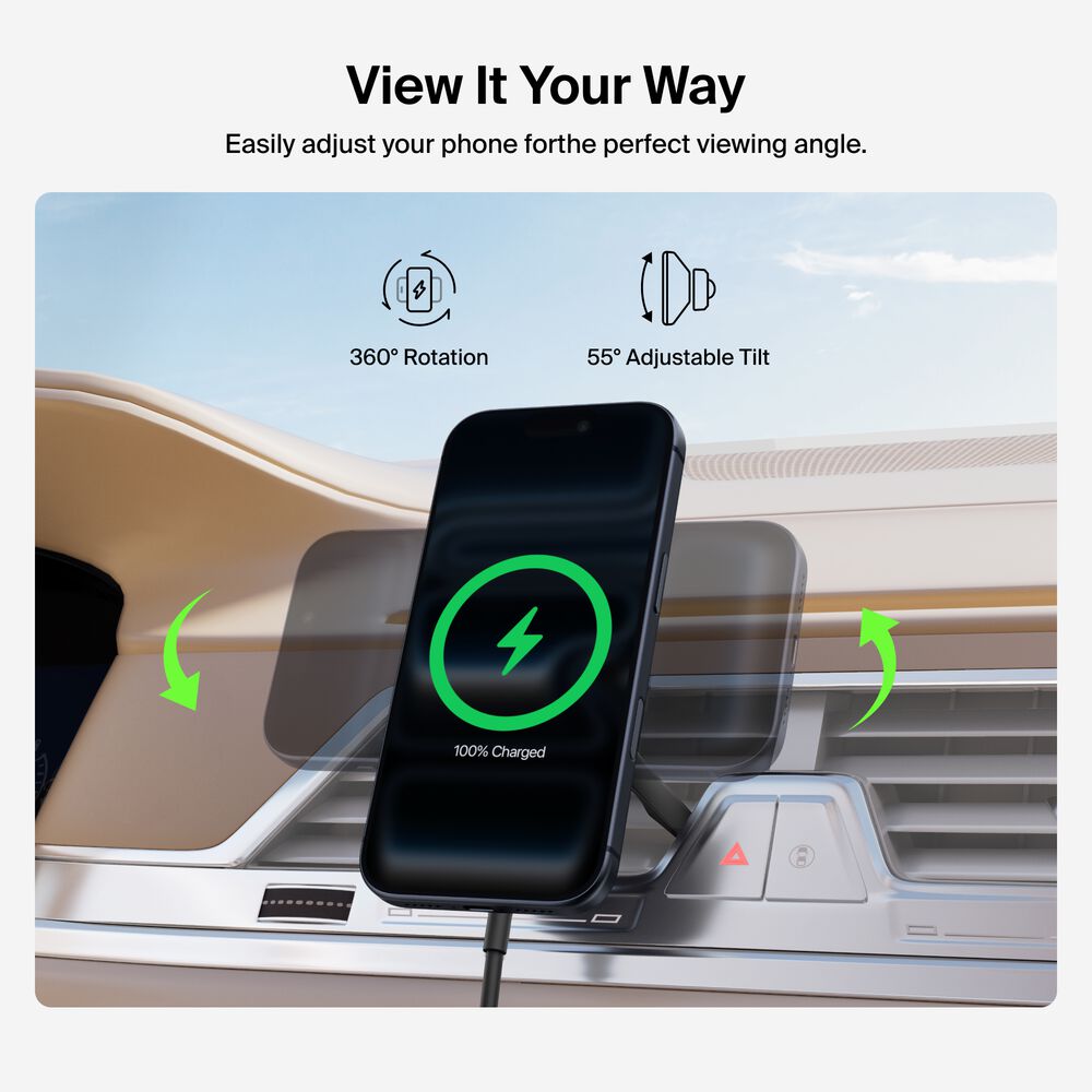 Magnetic Wireless Car Charger Vent Mount with Qi2.2 25W, , hi-res