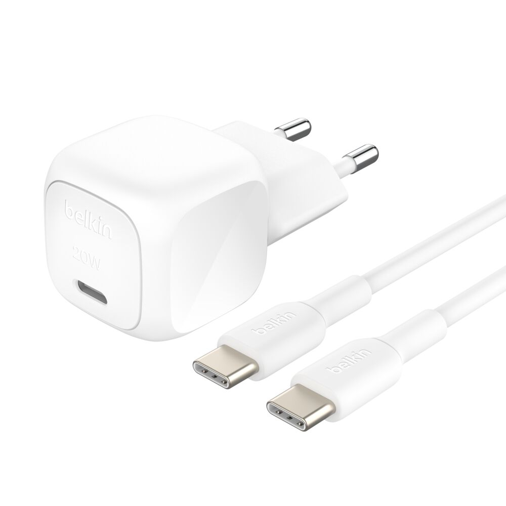 Cargador de pared a usb-c de 20w blanco