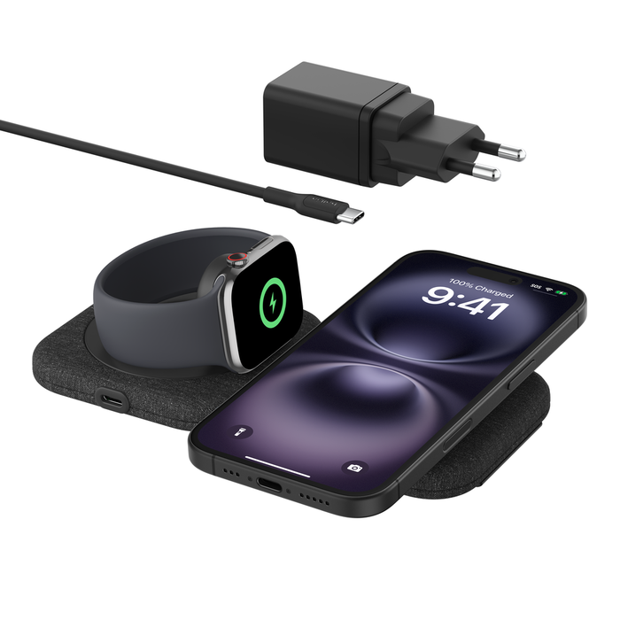 2-in-1 Magnetic Charging Travel Pad with Qi2 15W, MagSafe-compatible | Belkin TH 2-in-1 Magnetic Charging Travel Pad with Qi2 15W, MagSafe-compatible | Belkin TH