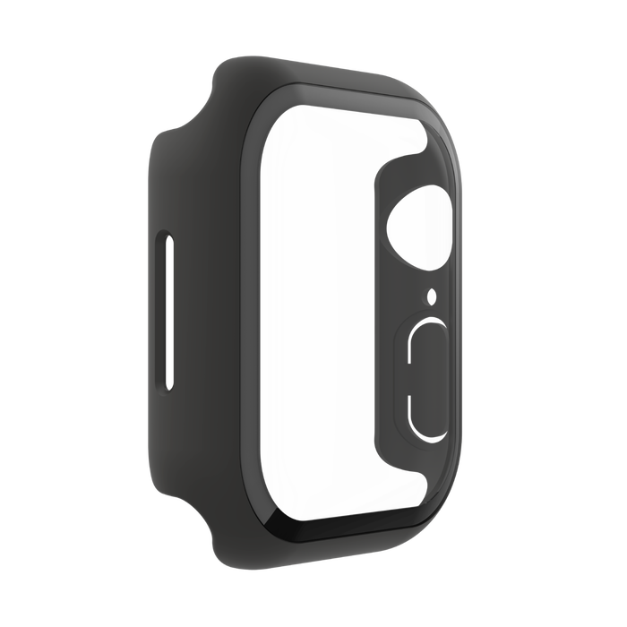 TemperedCurve 2-in-1 antimicrobiële screenprotector + bumper voor de Apple Watch Series 8/7, Zwart, hi-res