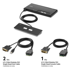 2-Port Single Head DVI Modular Secure KVM Switch PP4.0 W/ Remote, Zwart, hi-res