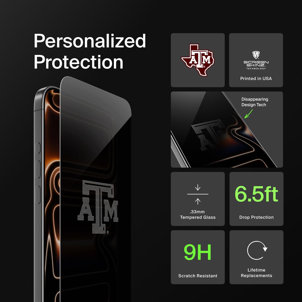Texas A&M Aggies Custom Glass Screen Protector, , hi-res