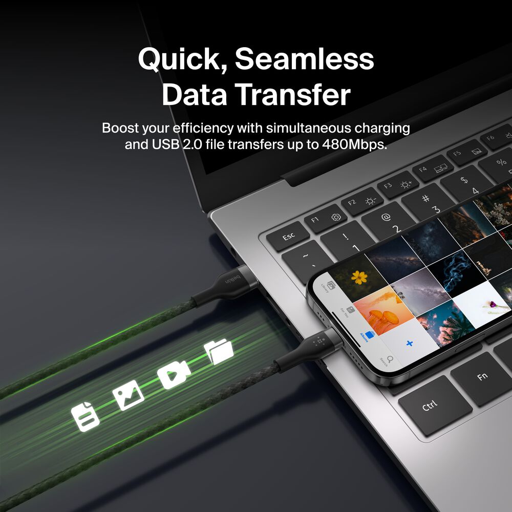 USB-A to USB-C Cable 15W, Black, hi-res