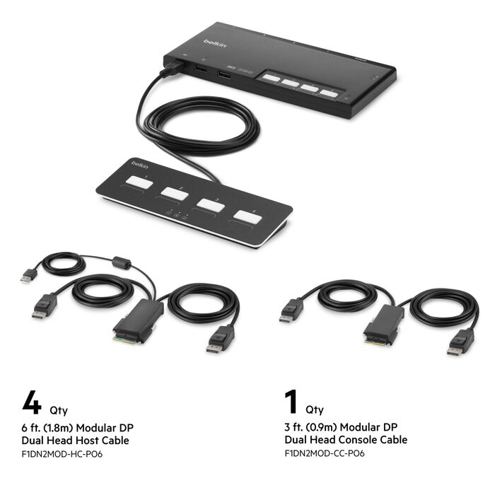 4-Port Dual Head DP Modular Secure KVM Switch | Belkin TW