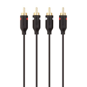 Gold-Plated RCA Audio Cable, Zwart, hi-res