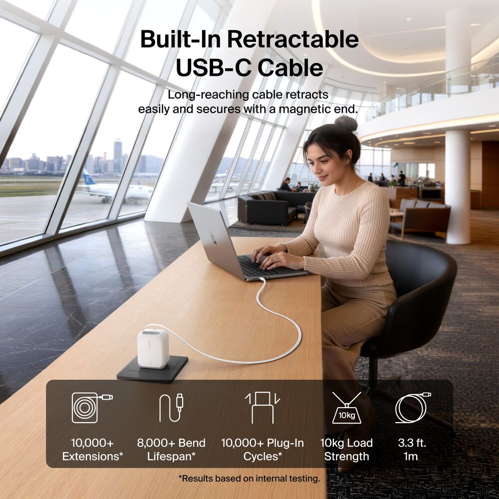 Retractable GaN Wall Charger 67W, , hi-res