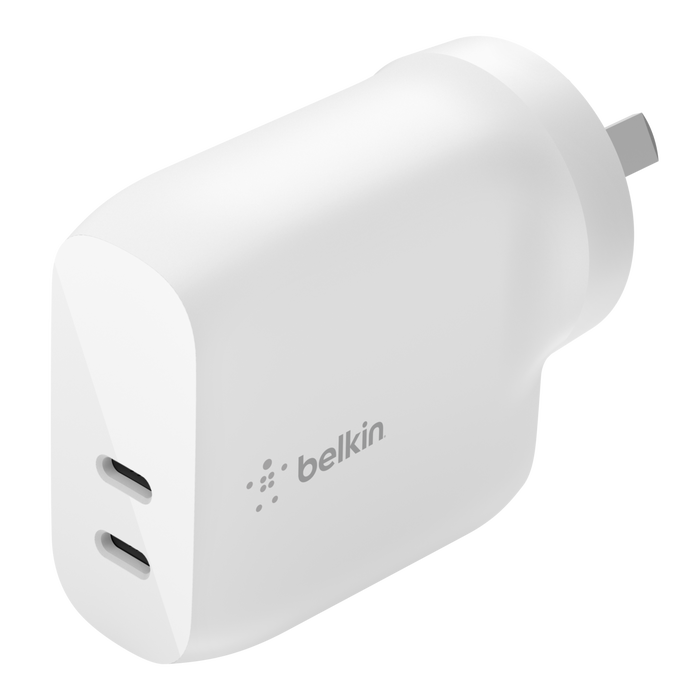 Dual USB-C PD Wall Charger 40W, White, hi-res
