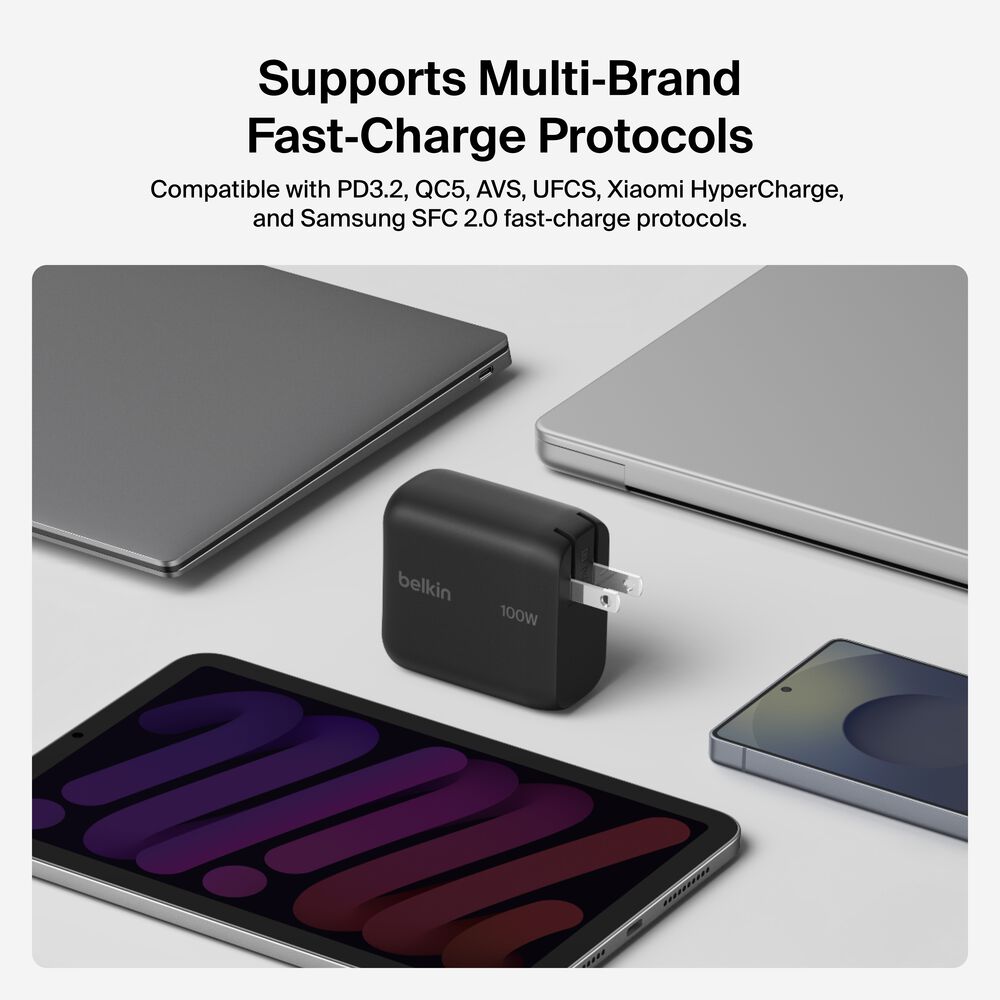 USB-C GaN Wall Charger 100W + USB-C Cable, , hi-res