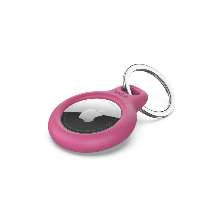 Secure Holder with Key Ring for AirTag, Pink, hi-res