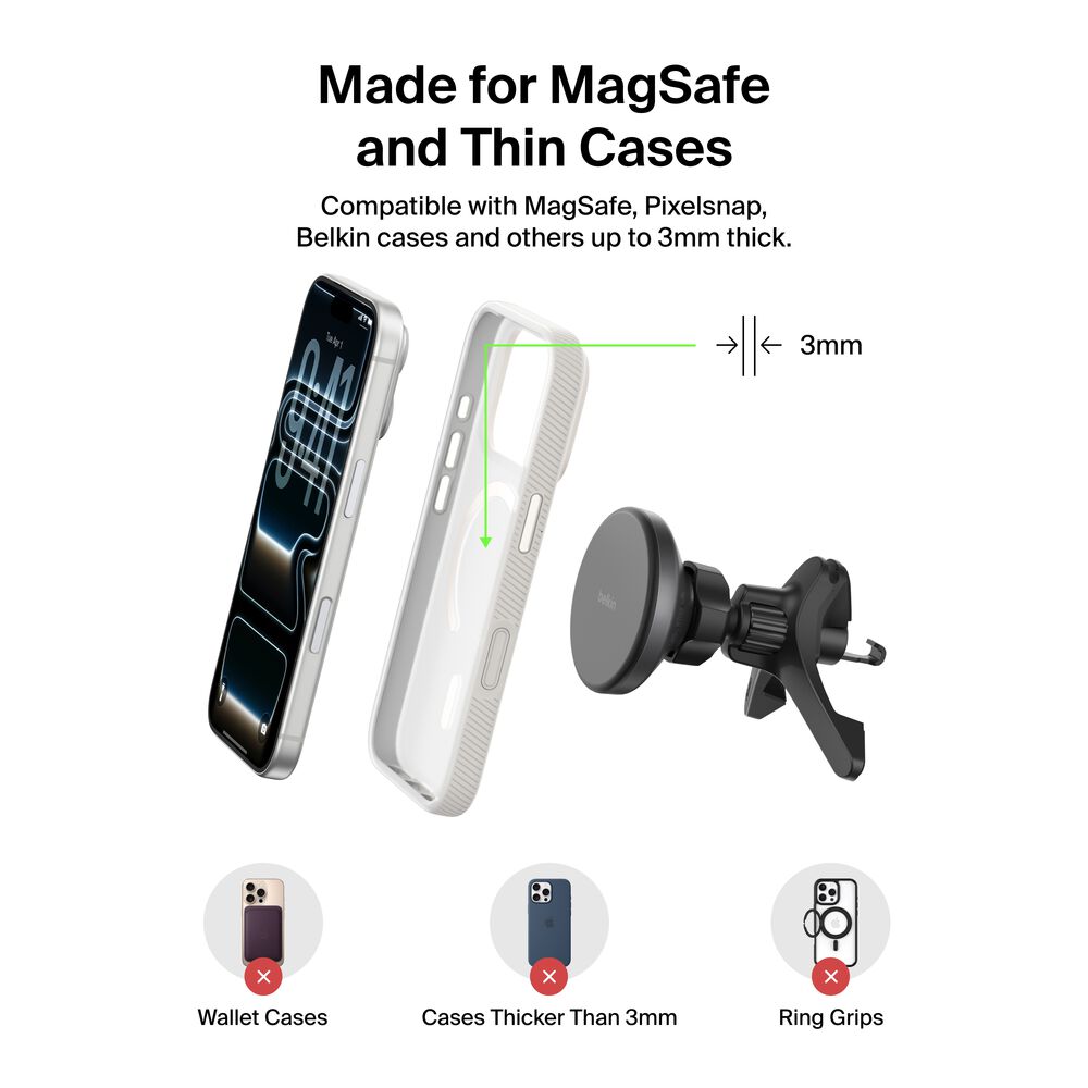 Magnetic Wireless Charging Car Vent Mount, , hi-res