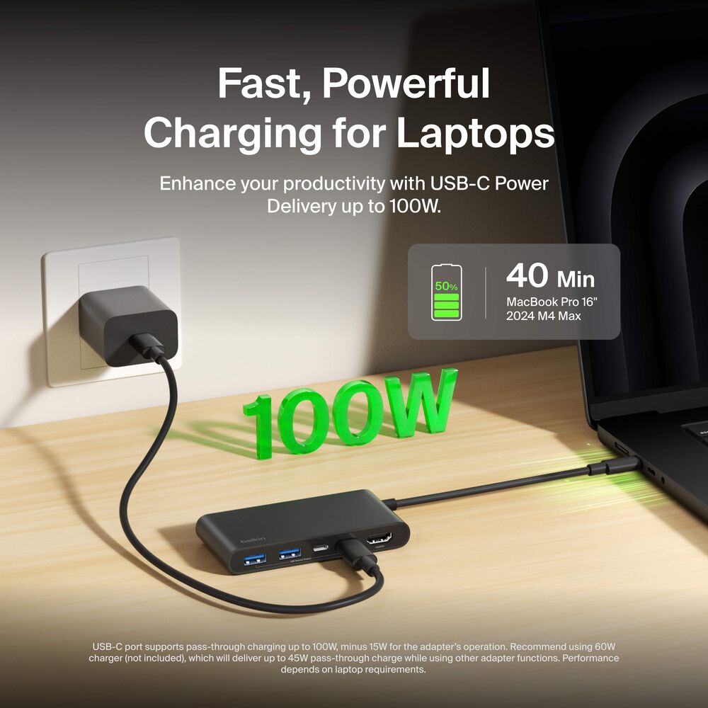 5-Port USB-C Hub with Dual USB-C Ports, Black, hi-res