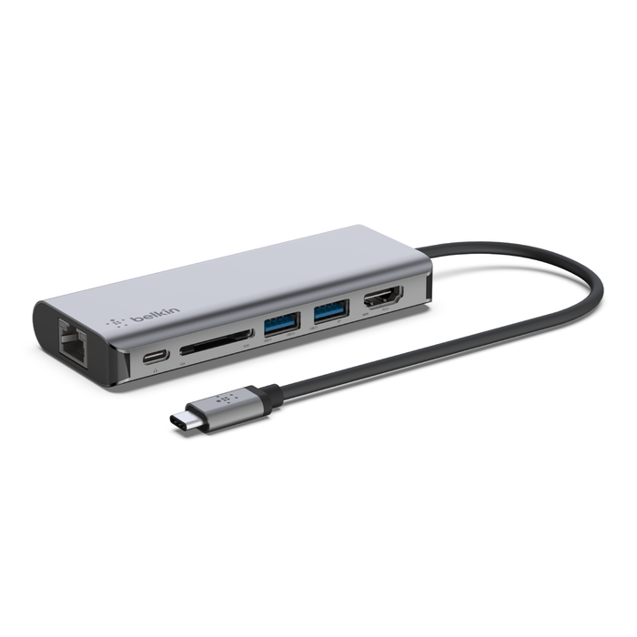  Belkin USB C Hub, 6-in-1 MultiPort Adapter Dock with