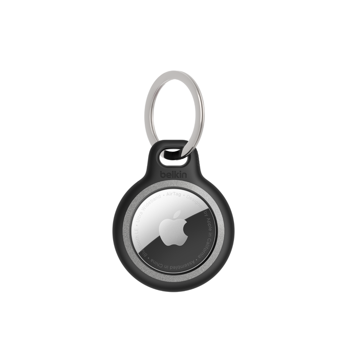 适用于 Apple AirTag 的钥匙圈式反光安全支架, 黑色, hi-res