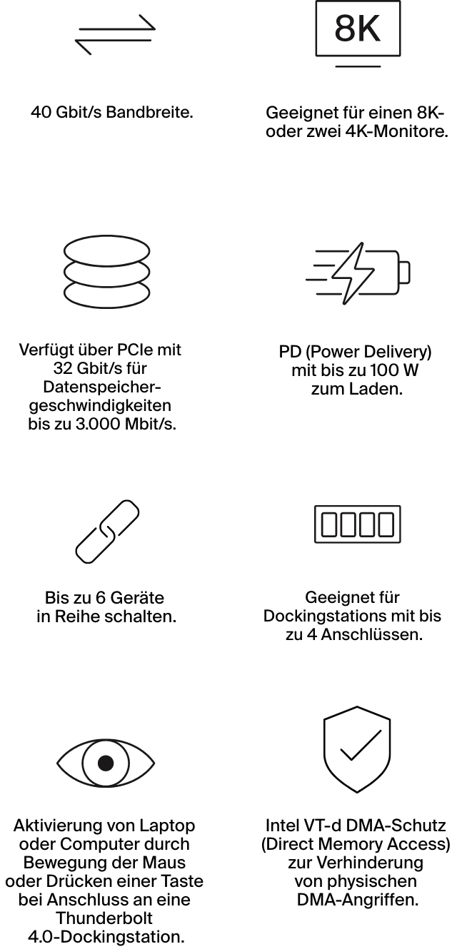 Thunderbolt 4. Abw&auml;rtskompatibel und leistungsstark.