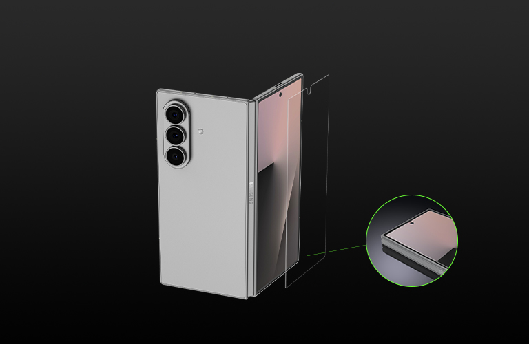 Marketing image showing a Samsung Galaxy S25 Edge phone with rocks around it, highlighting the ScreenForce InvisiGlass Screen Protector’s 9H scratch resistance rating for extreme durability.