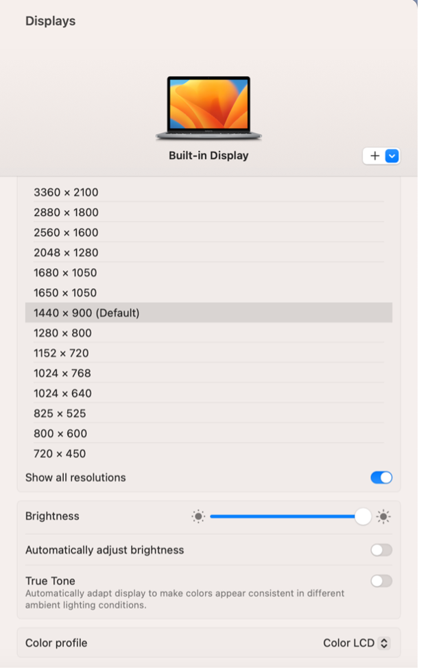 Change resolution on MacOS