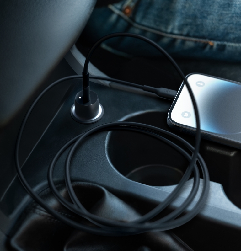 car charger with usb c to lightning cable