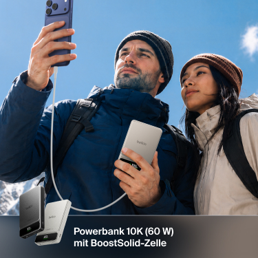 Laden Sie Ihre Ger&auml;te unterwegs mit tragbaren Powerbanks