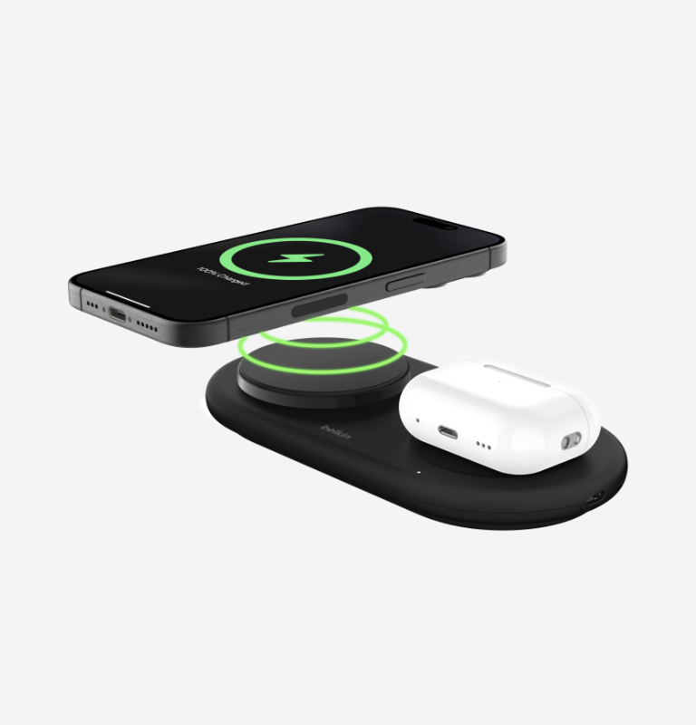 2-in-1 Wireless Charging Pad with Magnetic Qi2 15W  